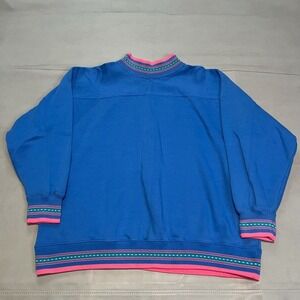 VTG 90s/Y2K Cute Women‎ Stripe Blank Crewneck Sweatshirt Sweater Grandma Skate-L